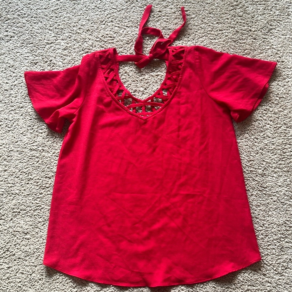 C Flutter Sleeve Cut Out Top